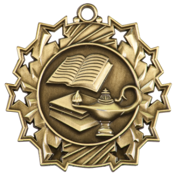 6S4908 GRADUATE TEN STAR ACADEMIC MEDAL (Medal: 2 1/4" Antique Gold)