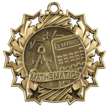 6S4911 MATH TEN STAR ACADEMIC MEDAL (Medal: 2 1/4" Antique Gold)