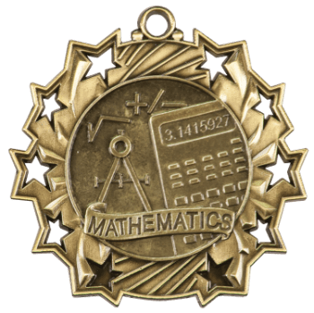 6S4911 MATH TEN STAR ACADEMIC MEDAL (Medal: 2 1/4" Antique Gold)