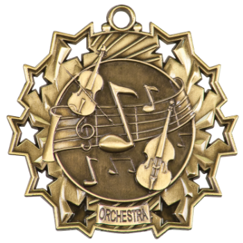 6S4913 ORCHESTRA TEN STAR ACADEMIC MEDAL (Medal: 2 1/4" Antique Gold)