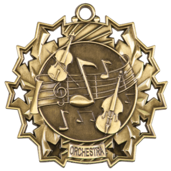 6S4913 ORCHESTRA TEN STAR ACADEMIC MEDAL (Medal: 2 1/4" Antique Gold)