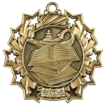 6S4917 READING TEN STAR ACADEMIC MEDAL (Medal: 2 1/4" Antique Gold)