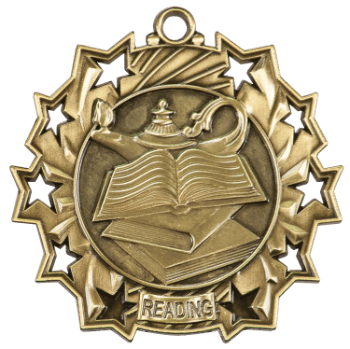 6S4917 READING TEN STAR ACADEMIC MEDAL (Medal: 2 1/4" Antique Gold)