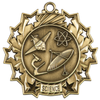 6S4919 SCIENCE TEN STAR ACADEMIC MEDAL (Medal: 2 1/4" Antique Gold)