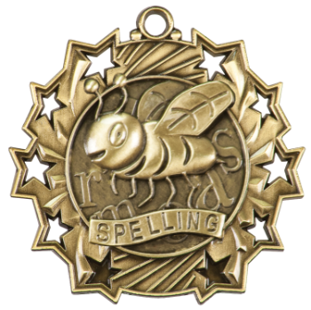 6S4920 SPELLING TEN STAR ACADEMIC MEDAL (Medal: 2 1/4" Antique Gold)