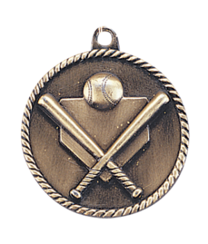 6S5502 BASEBALL HIGH RELIEF MEDAL (Medal: 2" Antique Gold)