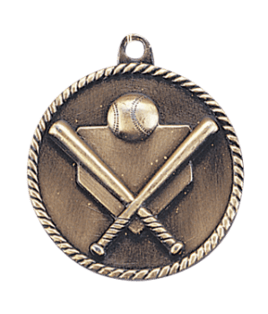 6S5502 BASEBALL HIGH RELIEF MEDAL (Medal: 2" Antique Gold)