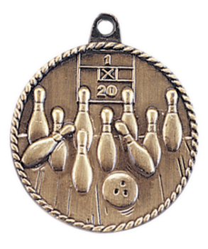 6S5504 BOWLING HIGH RELIEF MEDAL (Medal: 2" Antique Gold)