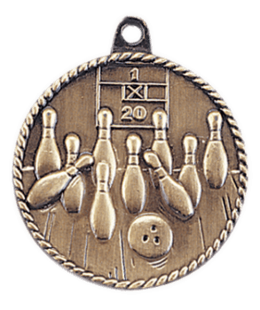 6S5504 BOWLING HIGH RELIEF MEDAL (Medal: 2" Antique Gold)