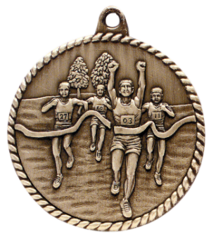 6S5506 CROSS COUNTRY HIGH RELIEF MEDAL (Medal: 2" Antique Gold)