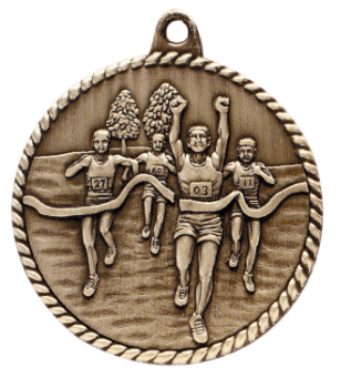 6S5506 CROSS COUNTRY HIGH RELIEF MEDAL (Medal: 2" Antique Gold)