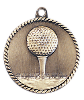 6S5508 GOLF HIGH RELIEF MEDAL (Medal: 2" Antique Gold)