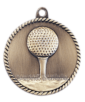 6S5508 GOLF HIGH RELIEF MEDAL (Medal: 2" Antique Gold)