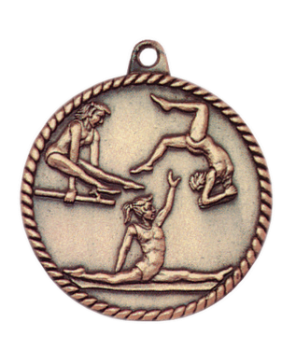 6S5510 FEMALE GYMNASTICS HIGH RELIEF MEDAL (Medal: 2" Antique Gold)