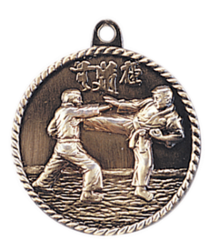 6S5512 MARTIAL ARTS HIGH RELIEF MEDAL (Medal: 2" Antique Gold)