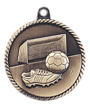 6S5515 SOCCER HIGH RELIEF MEDAL (Medal: 2" Antique Gold)