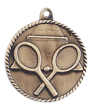 6S5517 TENNIS HIGH RELIEF MEDAL (Medal: 2" Antique Gold)