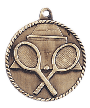 6S5517 TENNIS HIGH RELIEF MEDAL (Medal: 2" Antique Gold)