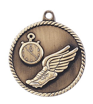 6S5519 TRACK HIGH RELIEF MEDAL (Medal: 2" Antique Gold)