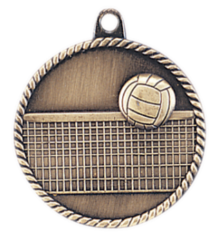 6S5520 VOLLEYBALL HIGH RELIEF MEDAL (Medal: 2" Antique Gold)