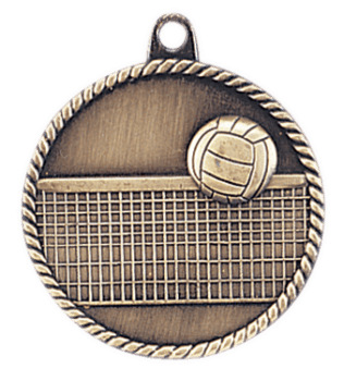 6S5520 VOLLEYBALL HIGH RELIEF MEDAL (Medal: 2" Antique Gold)