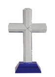 Premier Pedestal Crystal Cross, Blue Base (Gift: 9" Cross, Blue Base)