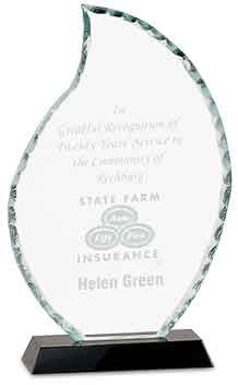 Premier Flame Facet Glass Award on Black Base (Award: 9 1/2" Flame Facet)