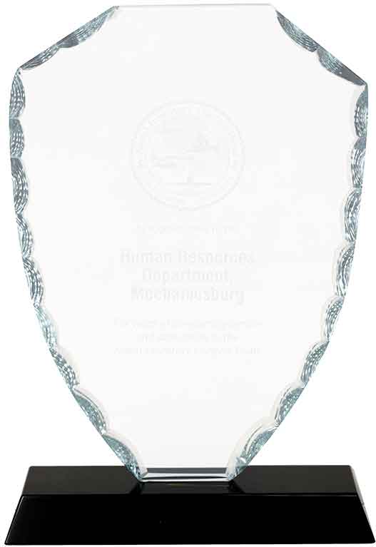 Premier Shield Facet Glass on Black Base (Award: 7 1/2" Shield Facet)
