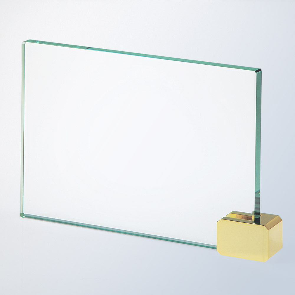 1PSMGCP Jade Glass Achievement Award w/ brass holder (Plaque: SM 4 x 6 Glass Award w/brass holder)