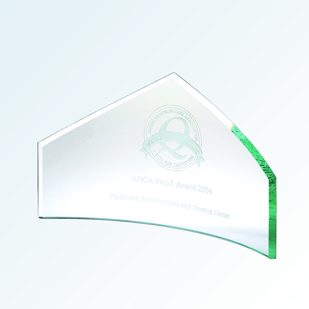 Prism Glass Beveled Peak Jade Glass Plaque (Plaque: SM 5 x 9 Beveled Peak Glass)