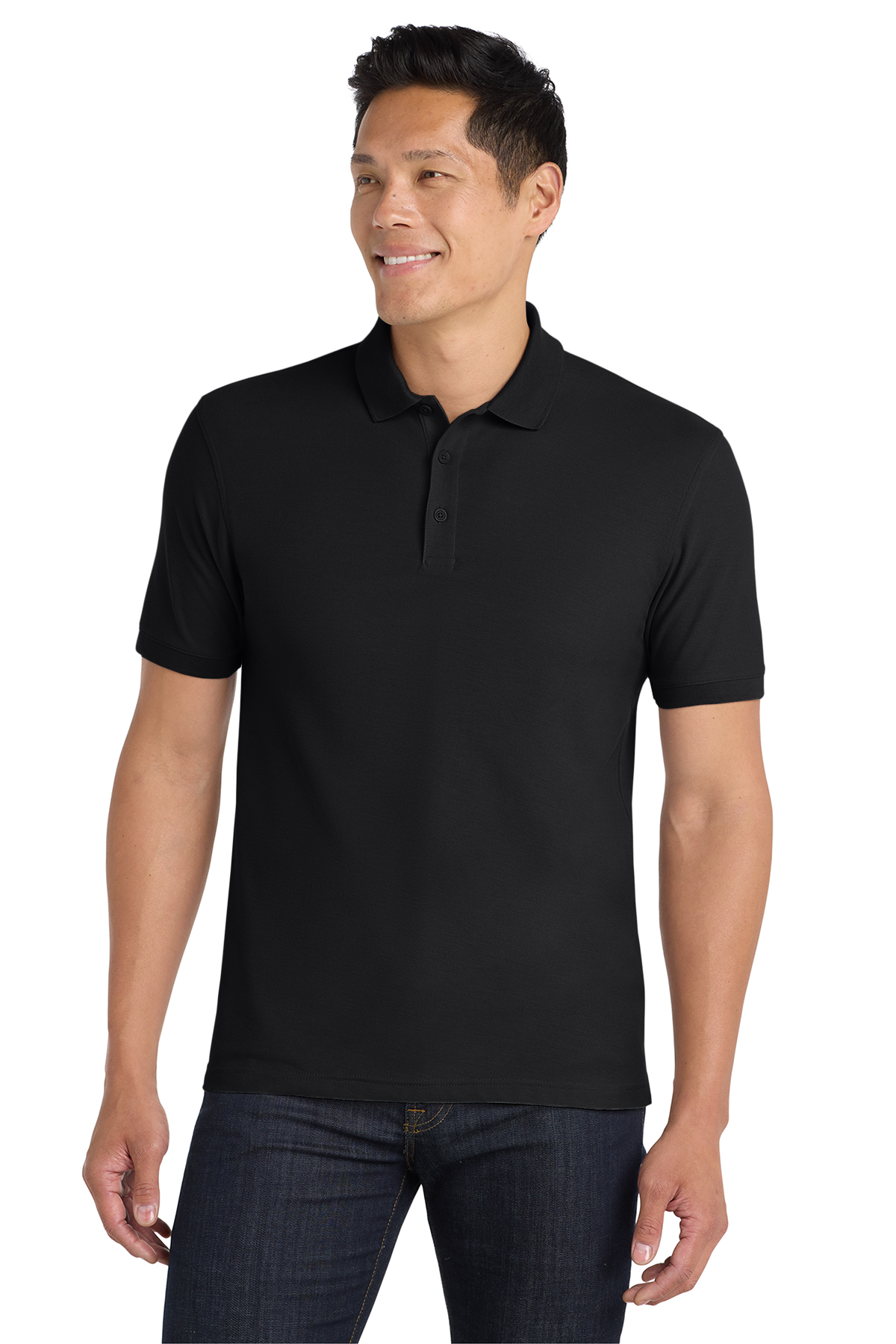 Port Authority Men Core Classic Pique Polo - VCA (Men's Cotton Pique Polo - VCA: Black - XS 32/34)