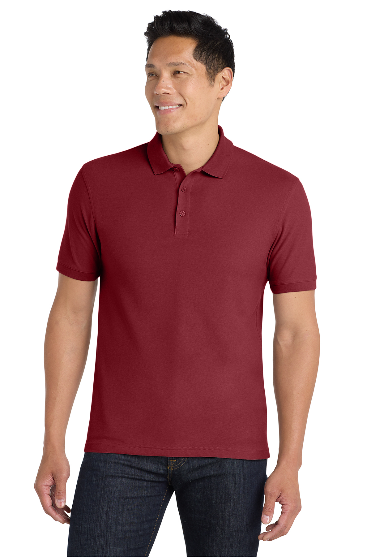 Port Authority Men Core Classic Pique Polo - VCA (Men's Cotton Pique Polo - VCA: Burgundy - XS 32/34)