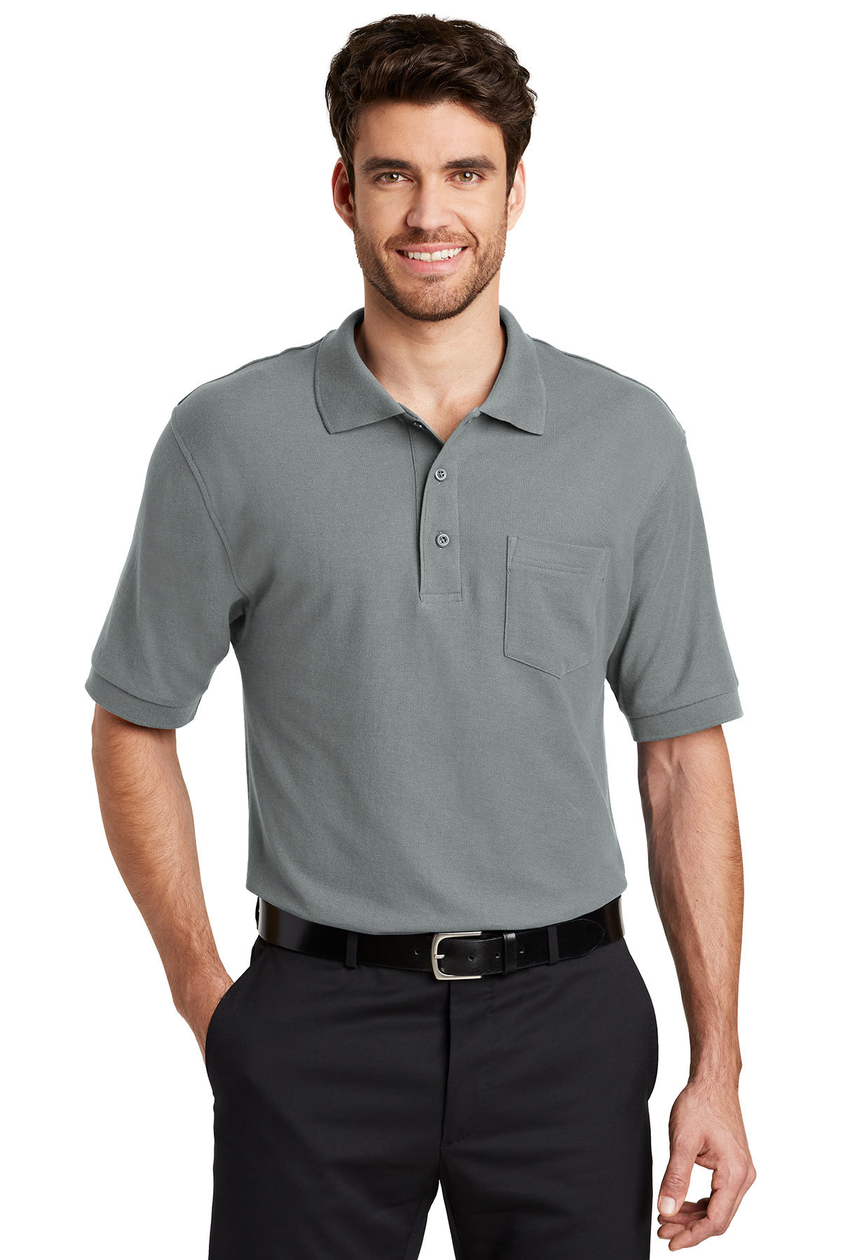 Port Authority® Silk Touch™ Cotton Blend Polo, Adult - YLS Student, Staff and Parent (Polo Size: XS 32-34, School Colors: Grey)