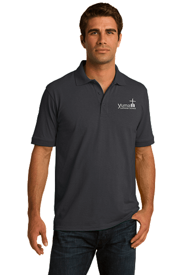 Port & CompanyÂ® Adult Core Blend Jersey Knit Polo - YLS (Polo Size: XS 32-34, School Colors: Grey)