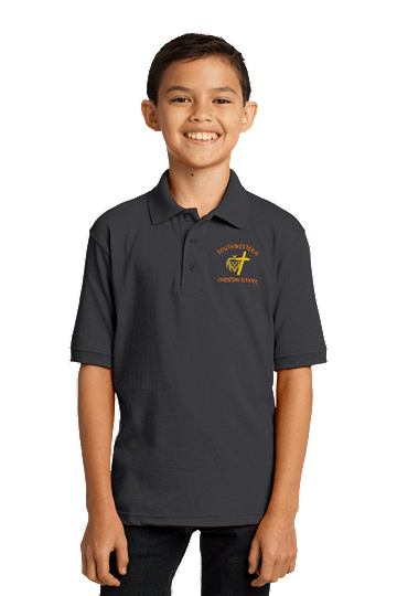 Port & CompanyÂ® Youth Core Blend UNISEX Jersey Knit Polo - SWCS (Polo Color: Grey, Polo Size: XS - 4/5)