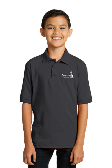 Port & Company® Youth Core Blend Jersey Knit Polo - Unisex (Polo Color: Grey, Polo Size: XS - 4)