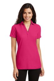 Ladies Personalized Silk Touch V-Neck Polo by Port Authority. L5001 (Size: Large, Color: Pink Raspberry)