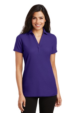 Ladies Personalized Silk Touch V-Neck Polo by Port Authority. L5001 (Color: Purple, Size: Large)
