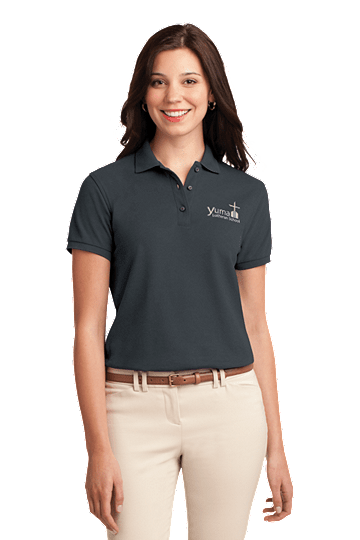 Port AuthorityÂ® Ladies Silk Touchâ„¢ Cotton Polo, Adult - YLS Student, Staff and Parent  (These are Adult Sizes!) (Polo Size: XS - 2, School Colors: Grey)