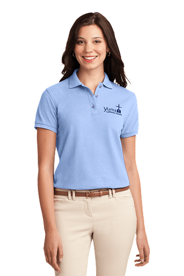 Port AuthorityÂ® Ladies Silk Touchâ„¢ Cotton Polo, Adult - YLS Student, Staff and Parent  (These are Adult Sizes!) (Polo Size: XS - 2, School Colors: Lt Blue)