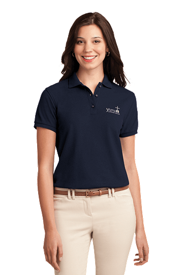 Port AuthorityÂ® Ladies Silk Touchâ„¢ Cotton Polo, Adult - YLS Student, Staff and Parent  (These are Adult Sizes!) (Polo Size: XS - 2, School Colors: Navy)