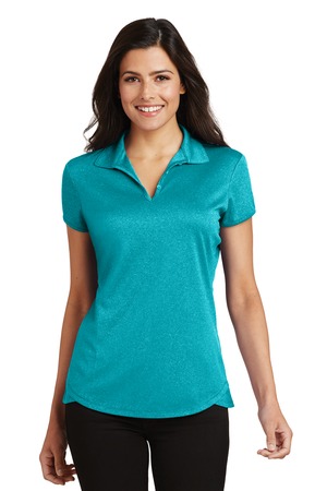 Ladies Personalized Trace Heather Polo by Port Authority  L576 (Color: Tropic Blue Heather, Size: Small)