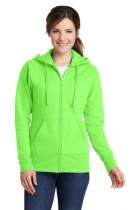 Ladies Classic Full-Zip Hooded Sweatshirt by Port & Company. LPC78ZH. (Color: Neon Green, Size: 2XL)