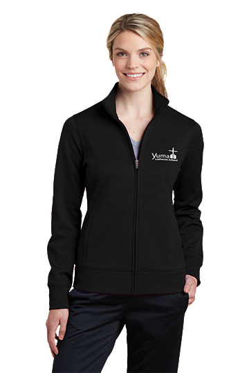 Sport-Tek® Ladies Sport-Wick® Fleece Full-Zip Jacket - YLS (Jacket Size: XS Size 2, School Colors: Black)