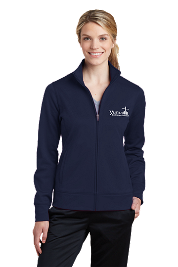 Sport-Tek® Ladies Sport-Wick® Fleece Full-Zip Jacket - YLS (Jacket Size: XS Size 2, School Colors: Navy)