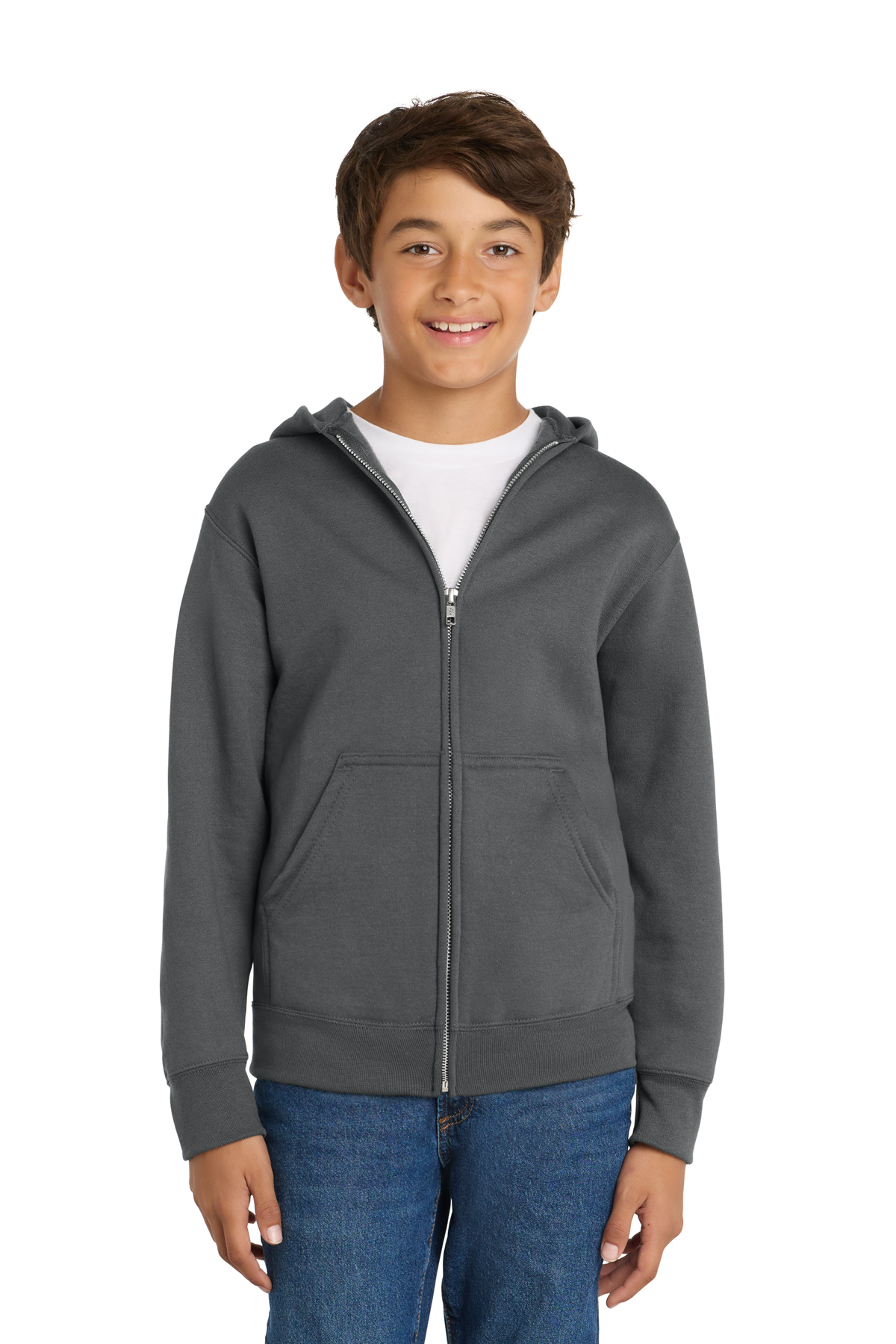 Port & Company® Youth and Adult Full-Zip Hooded Sweatshirt - VCA (Full Zipper Hooded Sweatshirt - VCA: Youth - XS 4 Color - Grey)