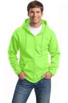 Men's Classic Full-Zip Hooded Sweatshirt by Port & Company. PC78ZH. (Color: Neon Green, Size: Large)
