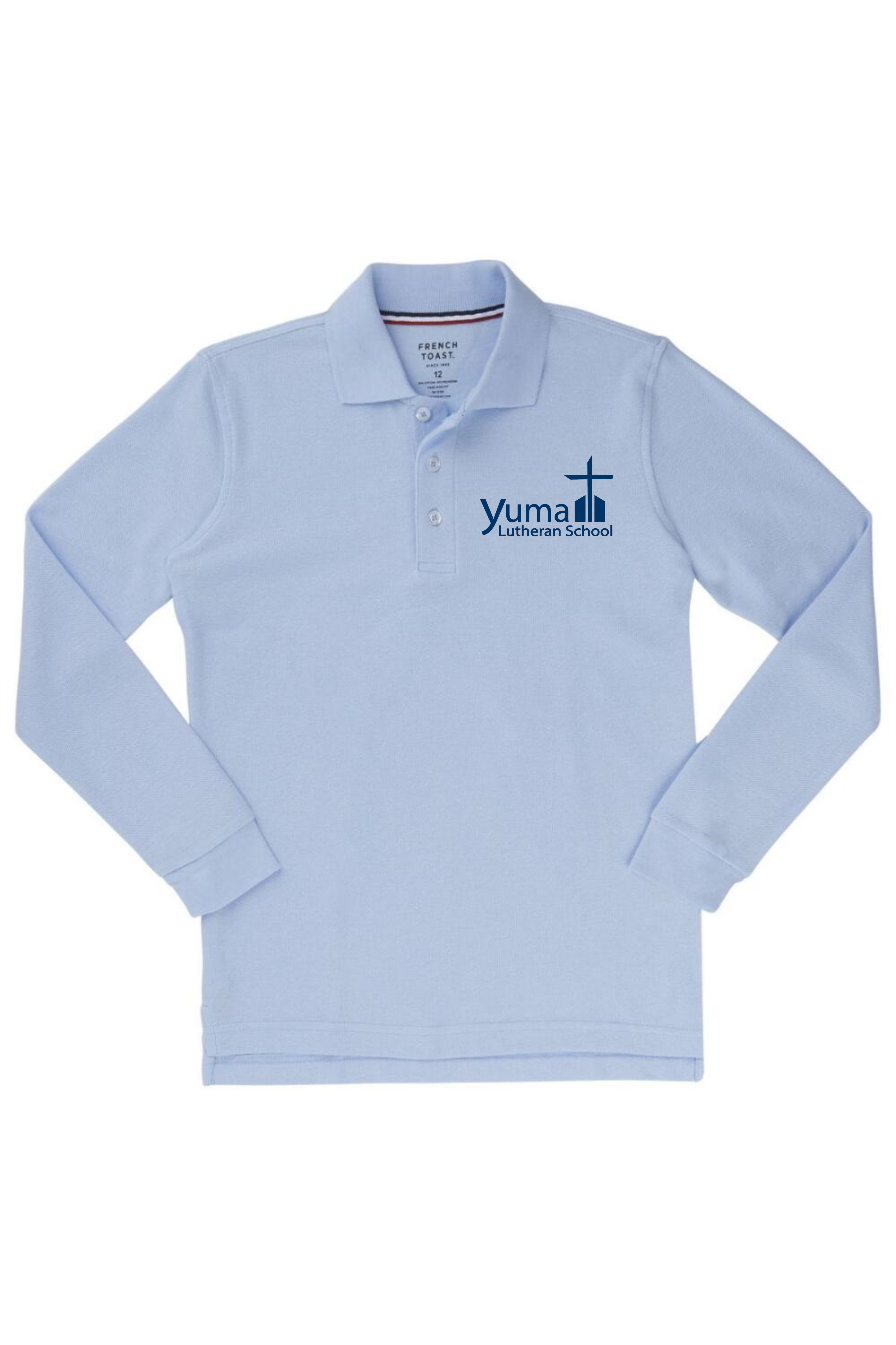 French Toast Boy's Long Sleeve Pique Polo (Polo Size: XS - 4/5, French Toast Polo Color: Lt Blue - YLS)