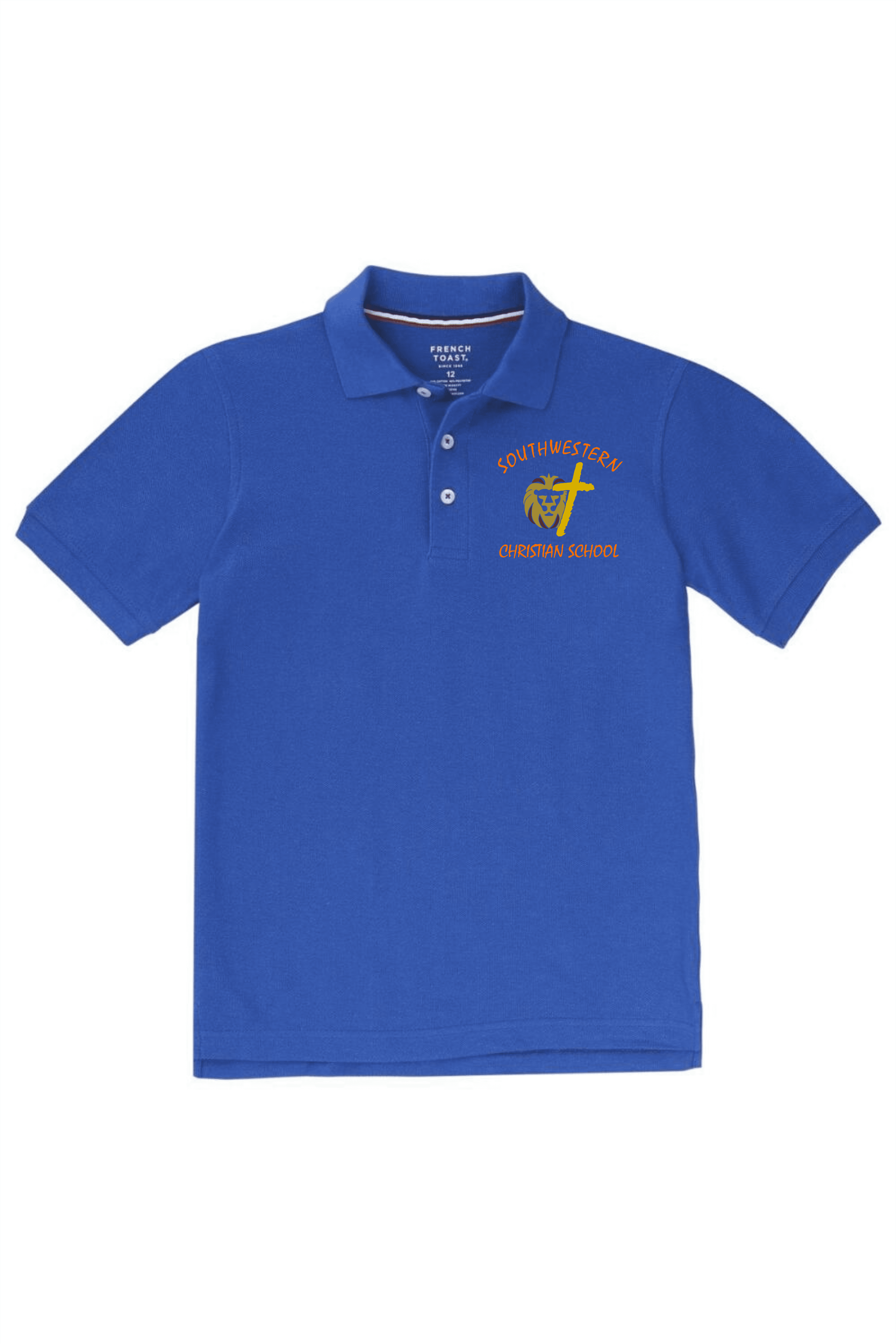 French Toast Boys Short Sleeve Pique Cotton Polo - SWCS (Polo Color: True Royal - SWCS, Polo Size: XS - 4/5)
