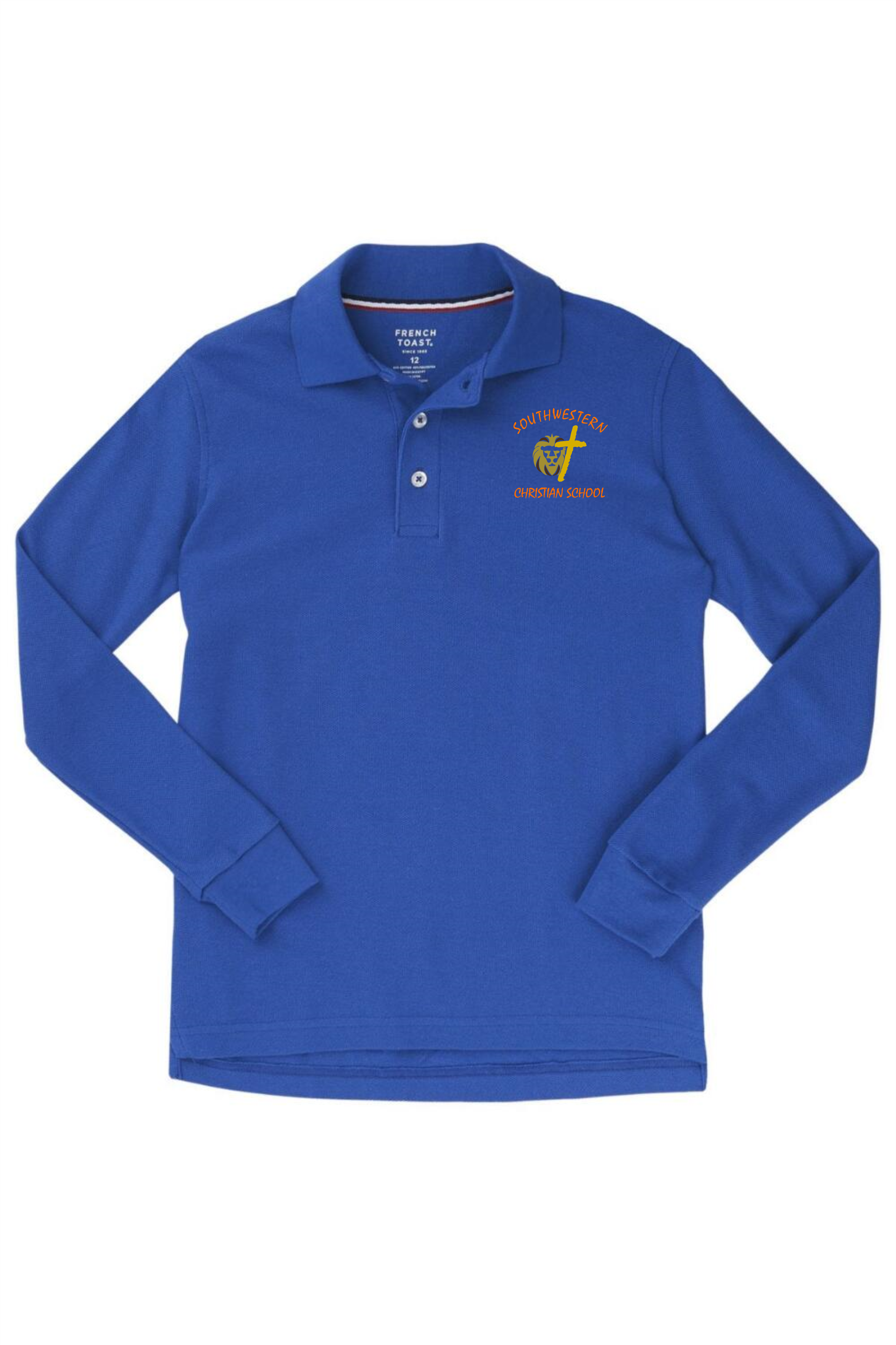 French Toast Boy's Long Sleeve Pique Polo - SWCS (Polo Size: XS - 4/5, French Toast Polo Color: Royal Blue - SWCS)